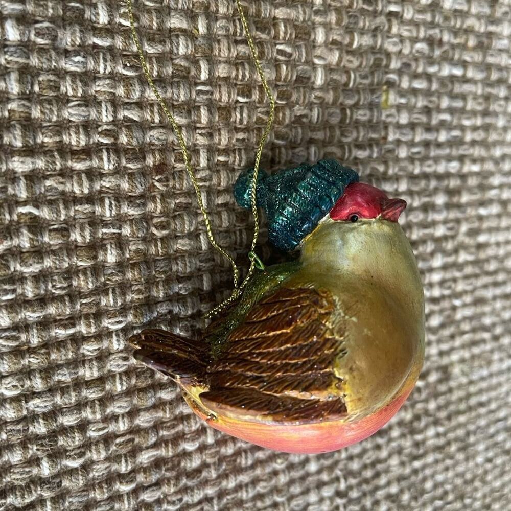 Christmas blown glass Bird Ornament